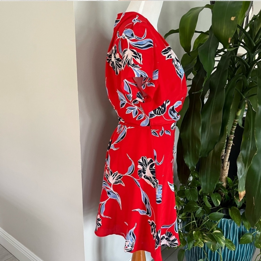 Anthropologie Red Floral Mini Dress - Picture 3 of 8